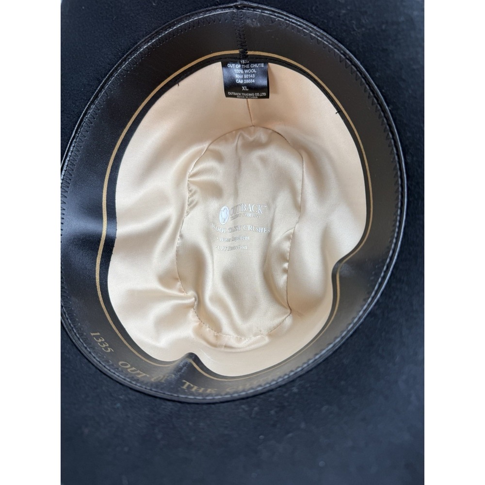 Outback Trading Co Out Of The Chute Black Wool Cowboy Hat Shapeable‎ 1335 Sz XL - Picture 10 of 13